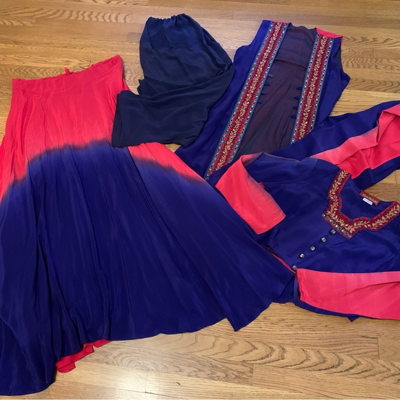 100% silk Ombré 5 pc outfit one size - Picture 9 of 14